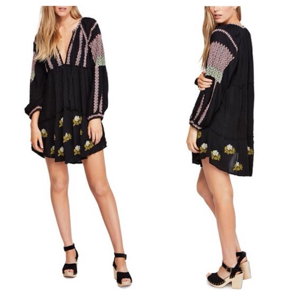 Free People Wild Horses Embroidered Minidress XS